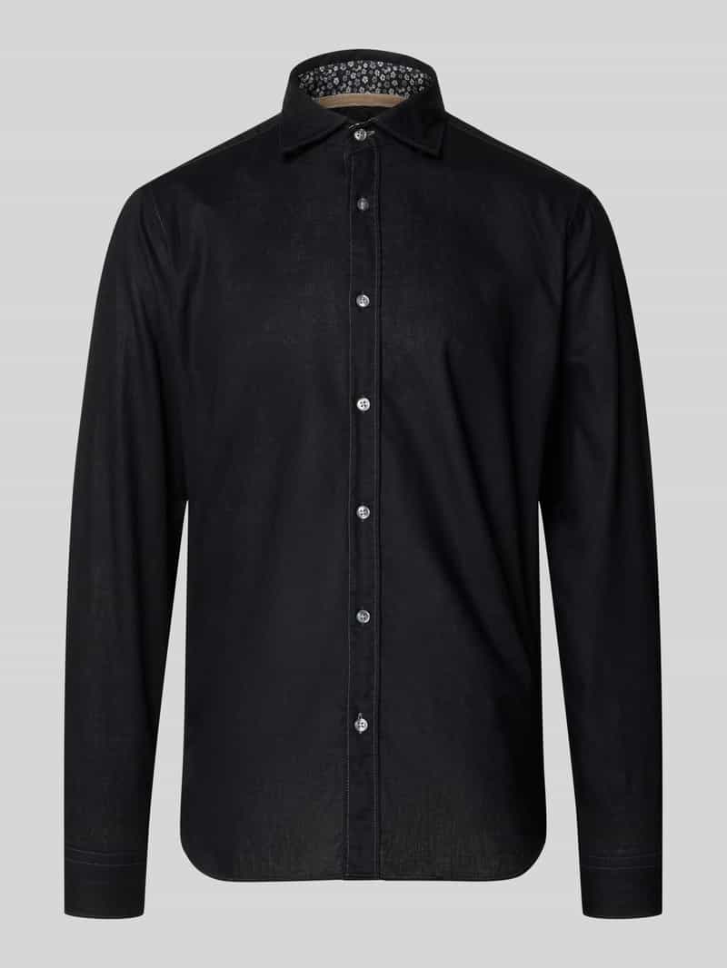 Koszula biznesowa o kroju regular fit z mieszanki lnu i bawełny model 'ROMA'