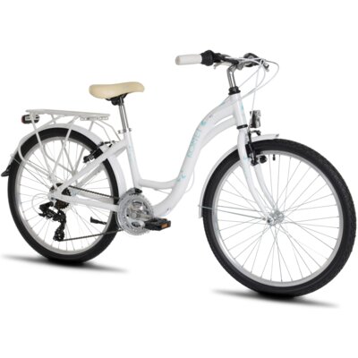 Rower młodzieżowy ROMET Panda 1 D 24 cale dla dziewczynki Biało-niebieski