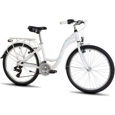 Rower młodzieżowy ROMET Panda 1 F 24 cale dla dziewczynki Biało-niebieski