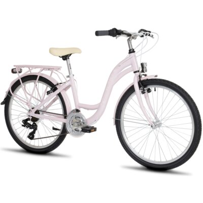Rower młodzieżowy ROMET Panda 1 F 24 cale dla dziewczynki Wrzosowo-biały