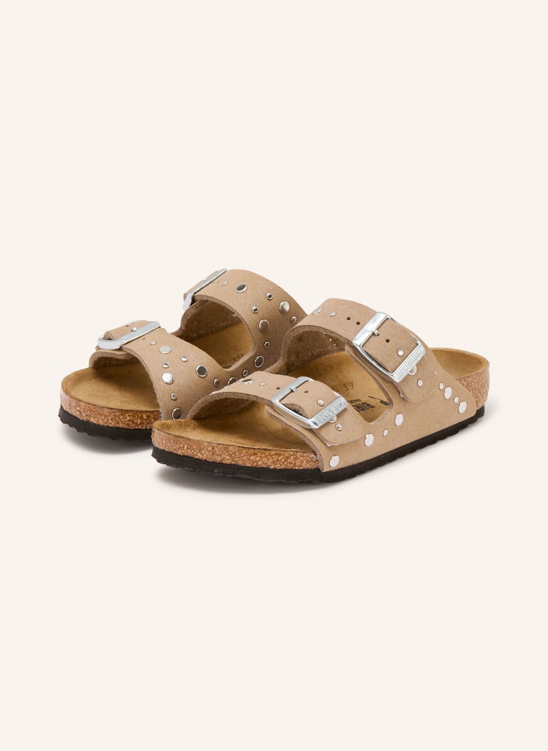 Birkenstock Klapki Arizona Rivet Border Z Nitami beige