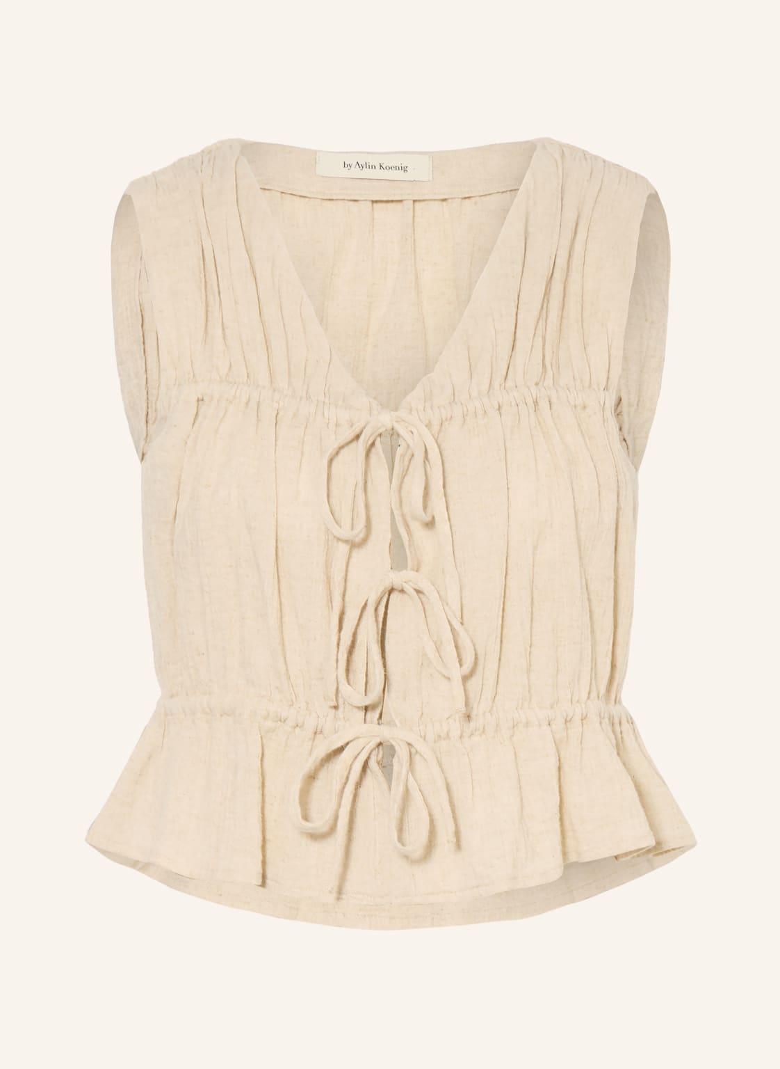 By Aylin Koenig Top Mali Z Lnianymi Sznurkami beige