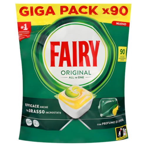 Kapsułki do zmywarki Fairy Original All in One Lemon – Giga Pack (90 sztuk)