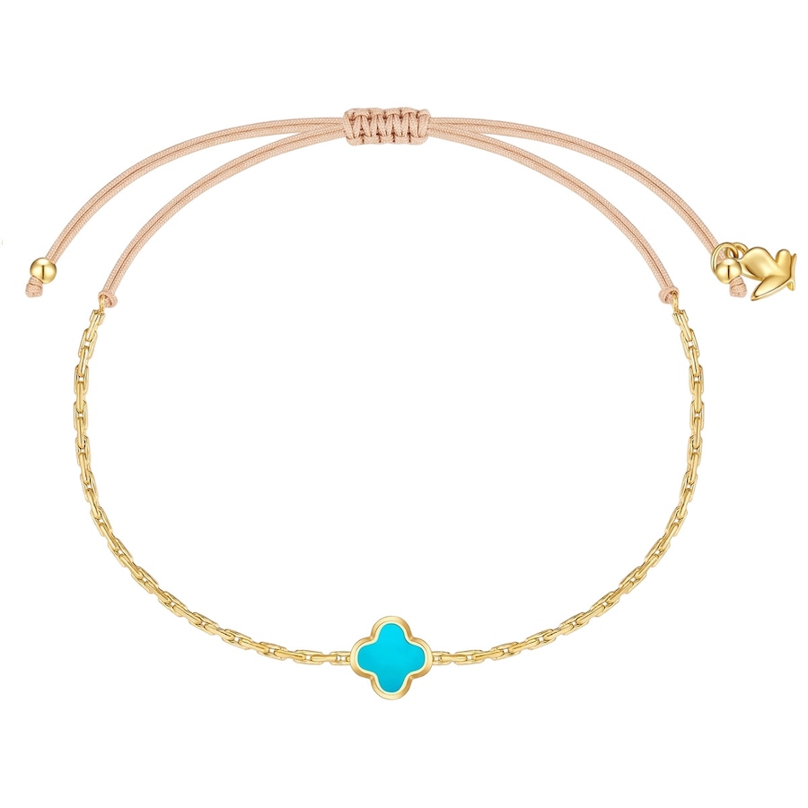 Glanzstücke München Bransoletka koniczyna ze stali nierdzewnej w zlocie z turkusem (synth.) Bransoletki 1 ct Damski