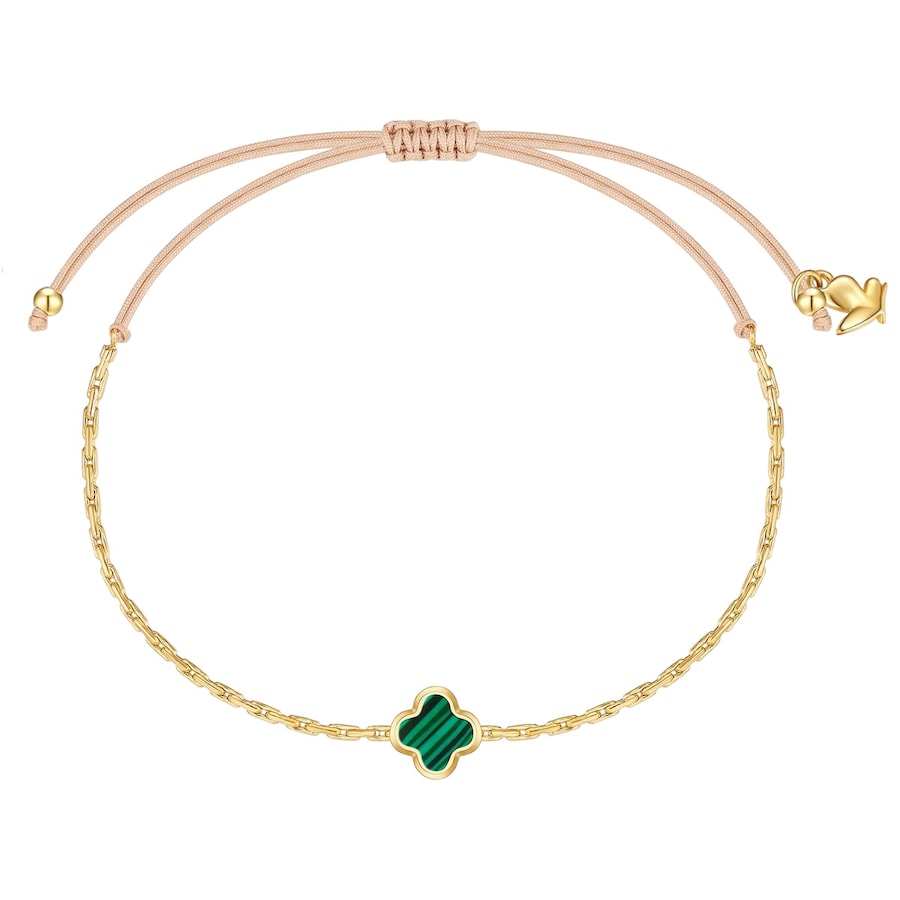Glanzstücke München Bransoletka koniczyna ze stali nierdzewnej w zlocie z malachitem (synth.) Bransoletki 1 ct Damski