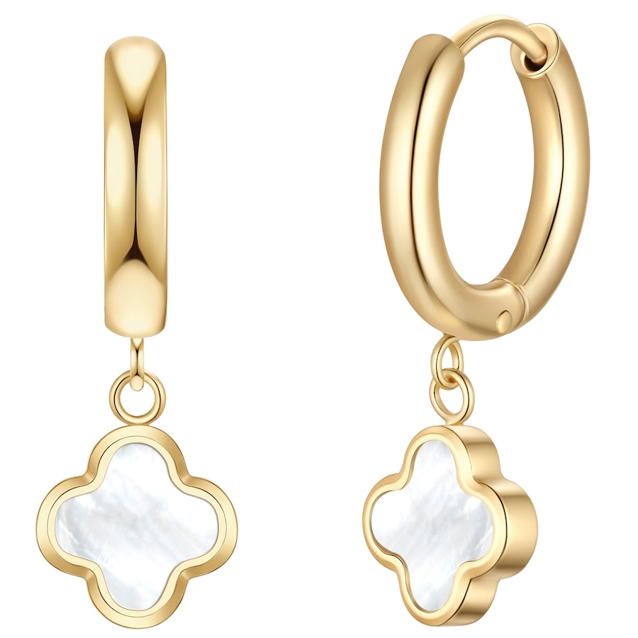 Glanzstücke München Kolczyki Creolen koniczyna ze stali nierdzewnej w zlocie z masa perlowa 1 ct Damski