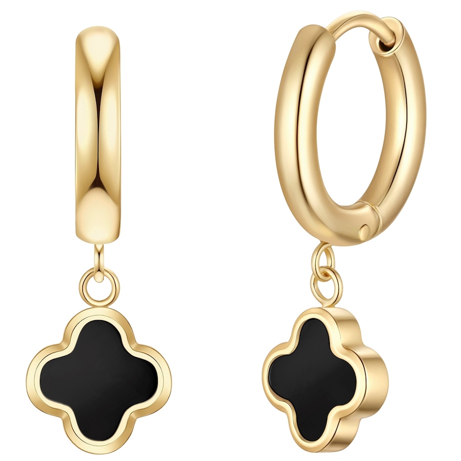 Glanzstücke München Kolczyki Creolen koniczyna ze stali nierdzewnej w zlocie z agatem 1 ct Damski