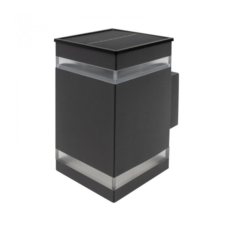 Kinkiet solarny LED czujnik zmierzchu szaro-czarny 1.2W neutralna 15lm metal wym:14x8,3x11cm IP44 Ecolight