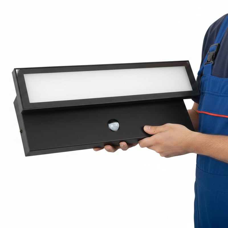 Kinkiet zewnętrzny LED czujnik PIR VELORION czarno-biały 40W neutralna 5040lm aluminium wym:13,5x51x8cm IP65 IdeaLED