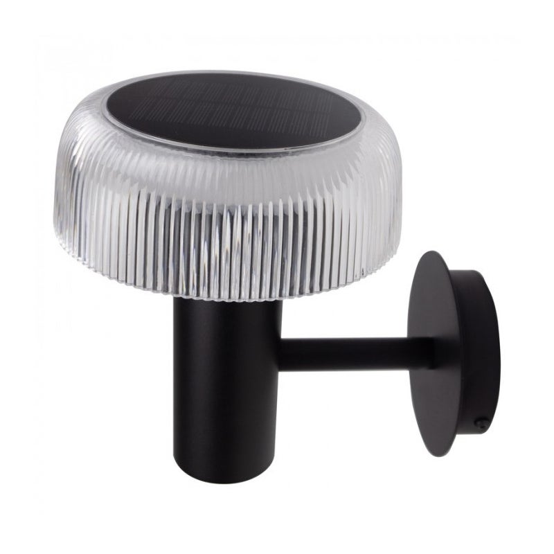 Kinkiet solarny LED USB-C czarno-przezroczysty 2.5W neutralna 200lm metal wym:17,8x15,1x14,6cm IP44 Ecolight
