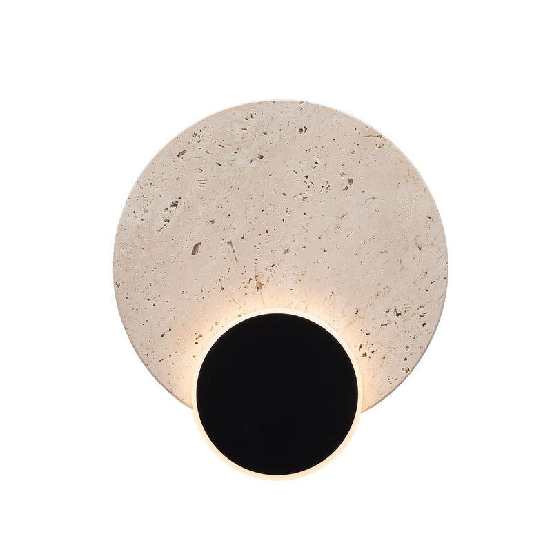 Kinkiet ścienny LED ozdobny kamień TRAVERTINO czarno-beżowy 10W ciepła 405lm kamień wym:20,5x20,5x6cm IP20 Maxlight