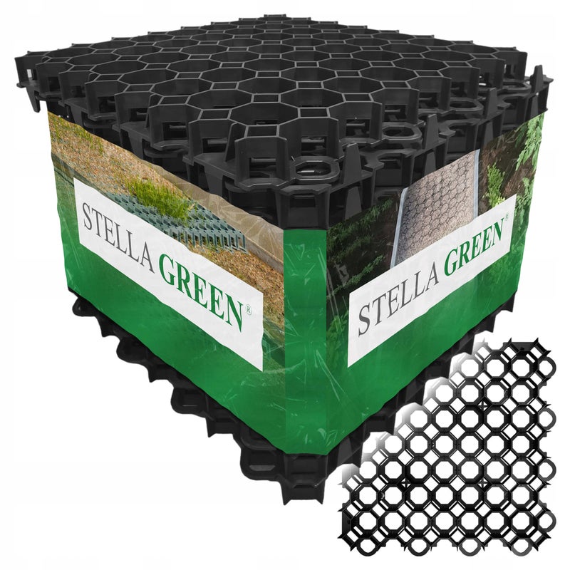 Geokrata drogowa kratka parkingowa trawnikowa na podjazd skarpy czarna 5 cm Stella Green