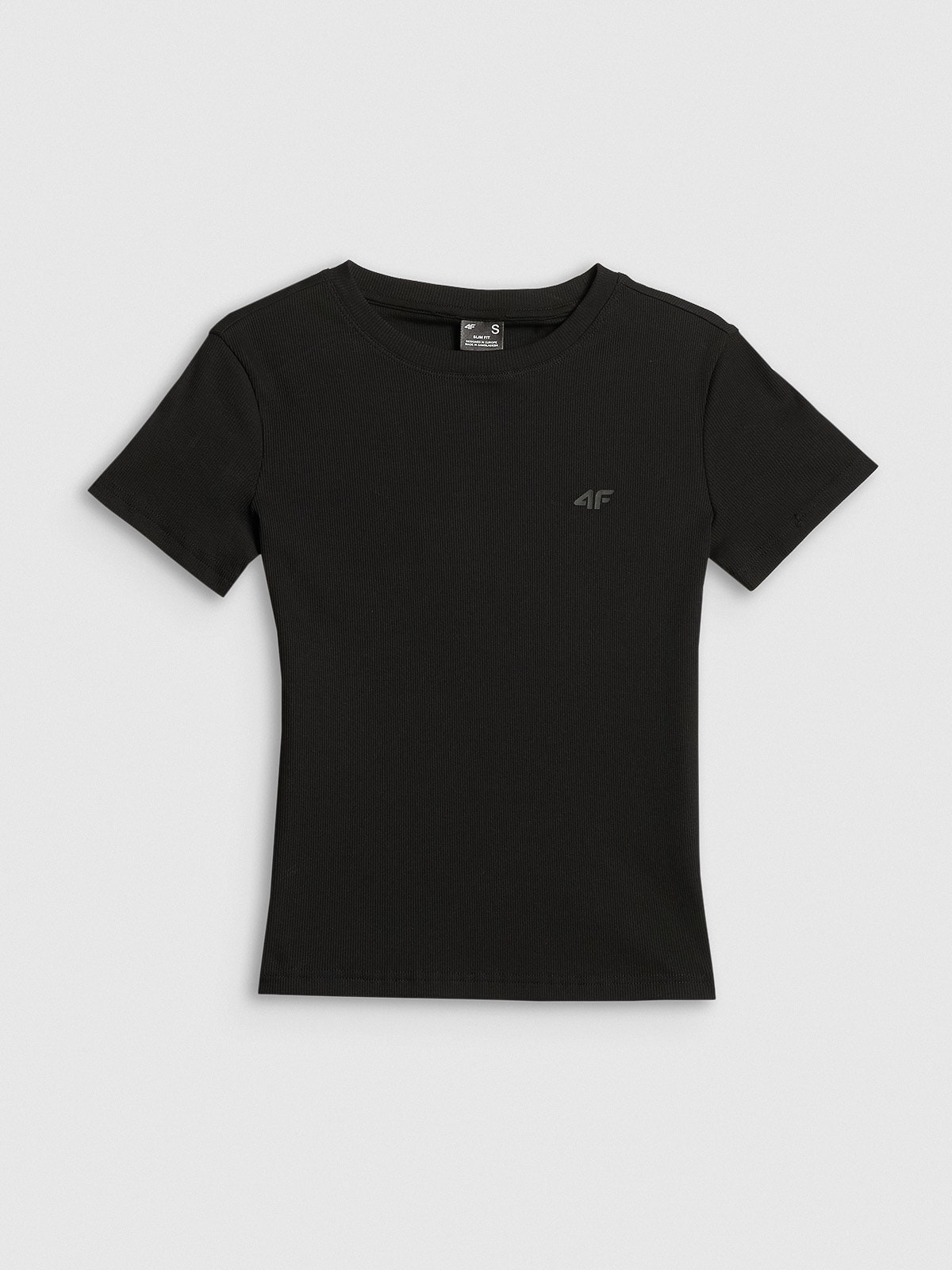 4F T-shirt slim prążkowany damski - czarny XXL