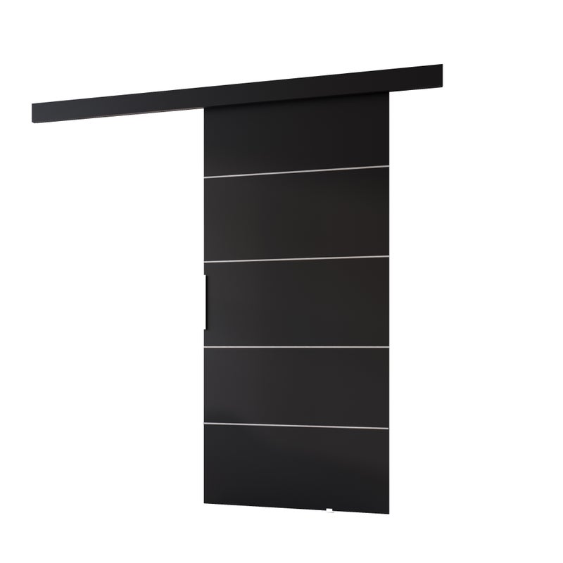 Drzwi przesuwne wewnętrzne CLEAN B 76 cm w kolorze czarnym.