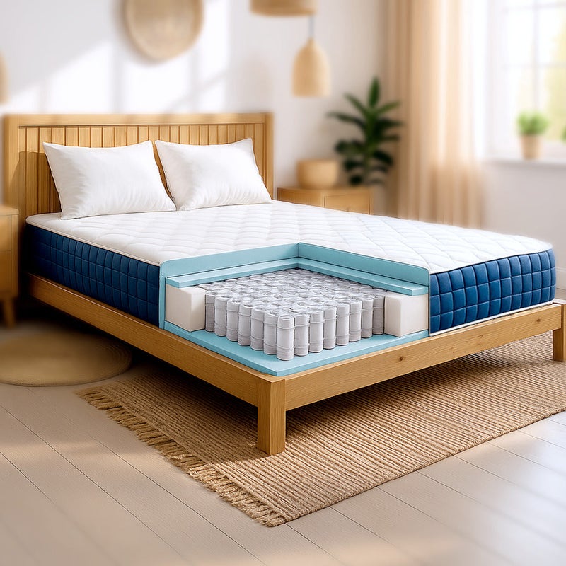 The White Stone Materac 80x190 cm, Wysokość 30 cm, z Sprężynami Kieszeniowymi i Memory Foam Antybakteryjny i Oddychający
