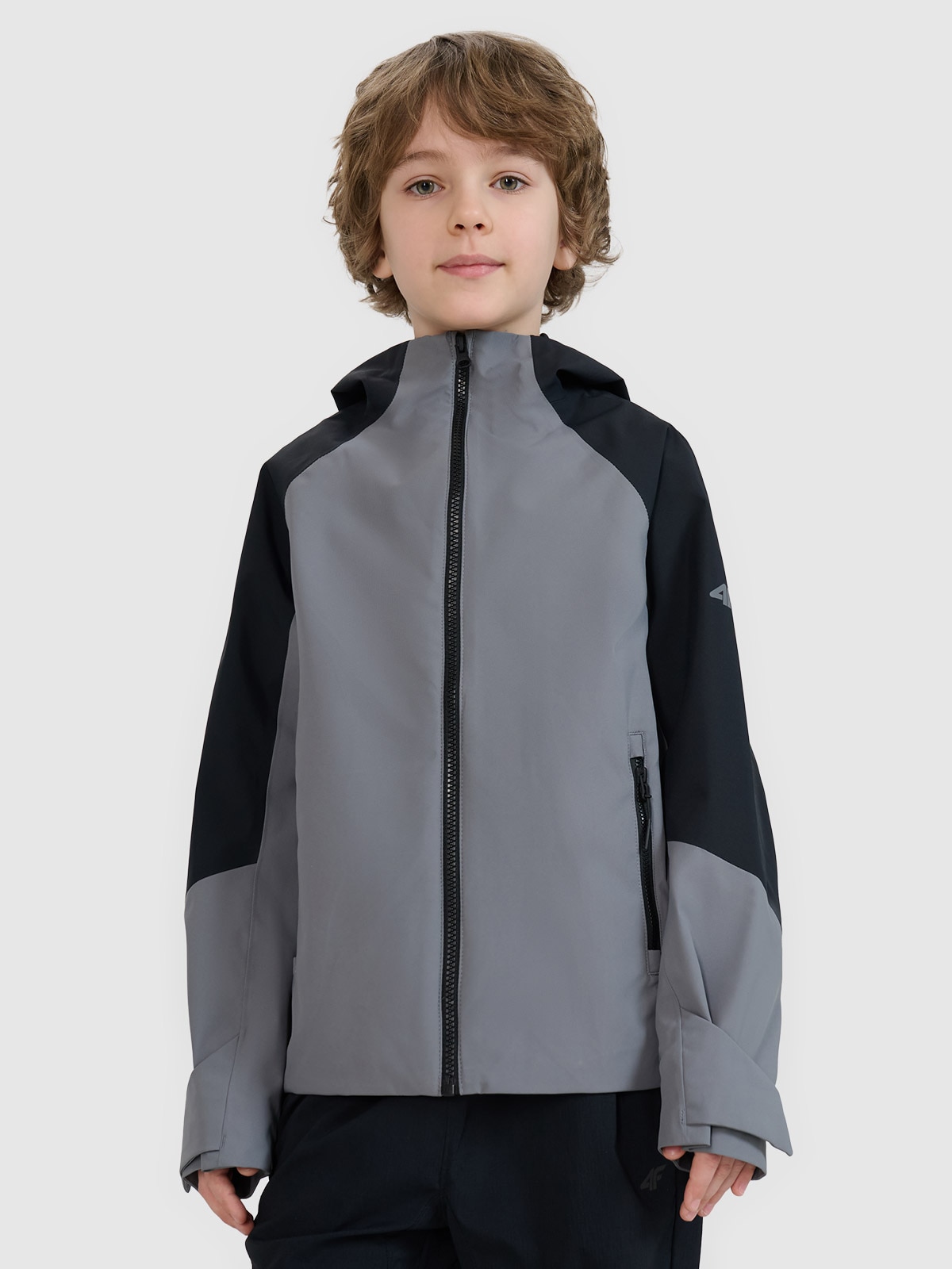 4F Kurtka trekkingowa membrana 5000 chłopięca - szara 146 (10-11 lat)