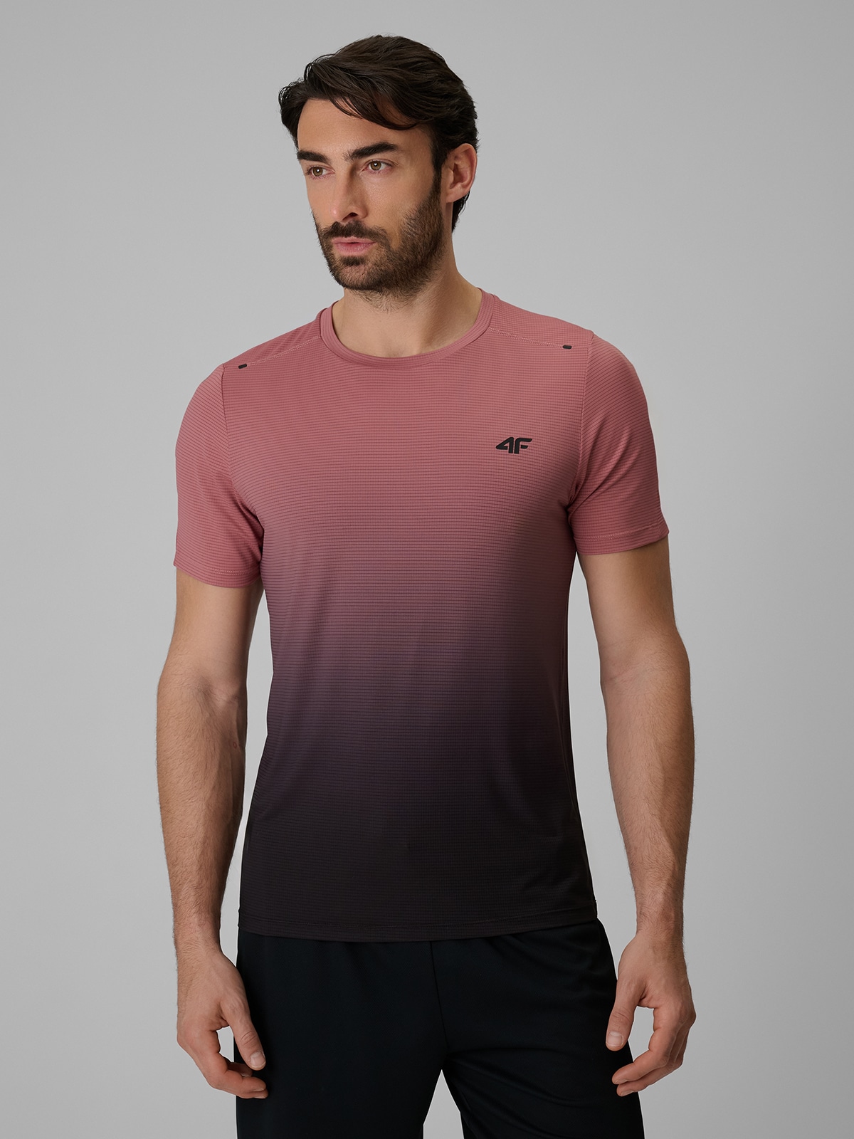 4F Koszulka treningowa regular szybkoschnąca męska - koralowa XXL