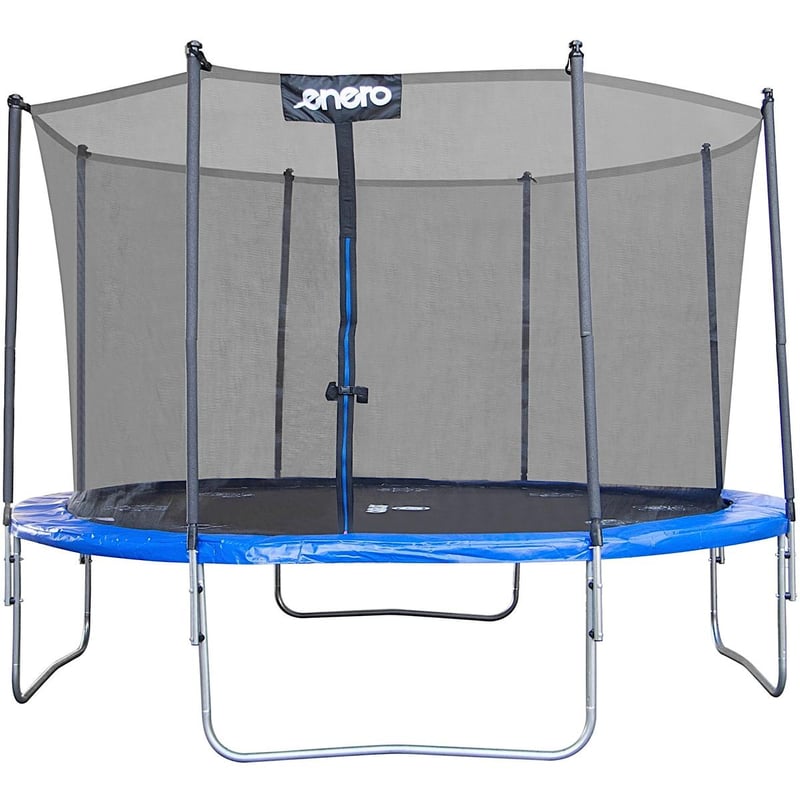 Trampolina ogrodowa Enero z siatką wewnętrzną 12 ft 366 cm, udźwig do 120 kg, czarno-niebieska