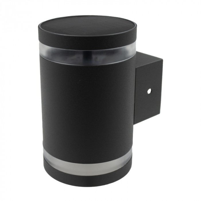 Kinkiet solarny LED czujnik zmierzchu czarno-szary 1.6W neutralna 15lm metal wym:14x8,9x11,8cm IP44 Ecolight