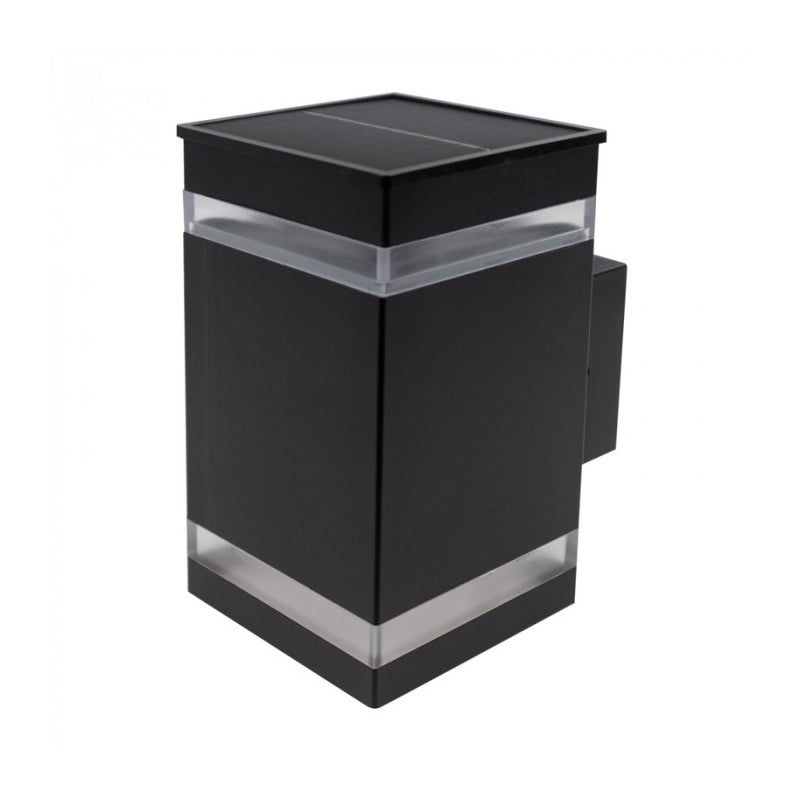 Kinkiet solarny LED czujnik zmierzchu czarno-przezroczysty 1.2W neutralna 15lm metal wym:14x8,3x11cm IP44 Ecolight