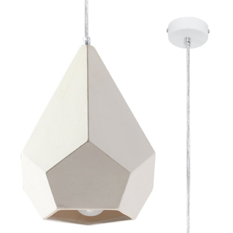 Lampa wisząca ZENODO biała 1xE27x60W ceramika / gips wym:120x32x32cm IP20 Pure Lume