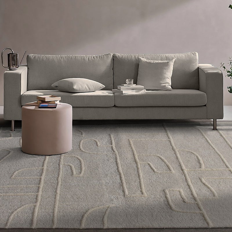 Dywan z wypukłym wzorem z ręcznie tkanej wełny nowozelandzkiej - 160 x 230 cm - 1400g/m2 - Kość słoniowa - CORALIE