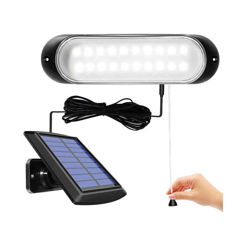 Lampa wisząca solarna do użytku wewnątrz i na zewnątrz, IP65, wodoodporna, 20 diod LED, z linką sterującą, do ogrodu, garażu, na ścieżkę [A+++]