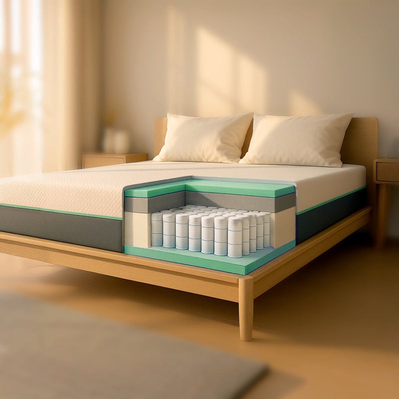 The White Stone Materac 160x200 Sprężyny Kieszeniowe i Memory Foam Wysoki 25 cm Hipoalergiczny, Oddychający, Zdejmowany