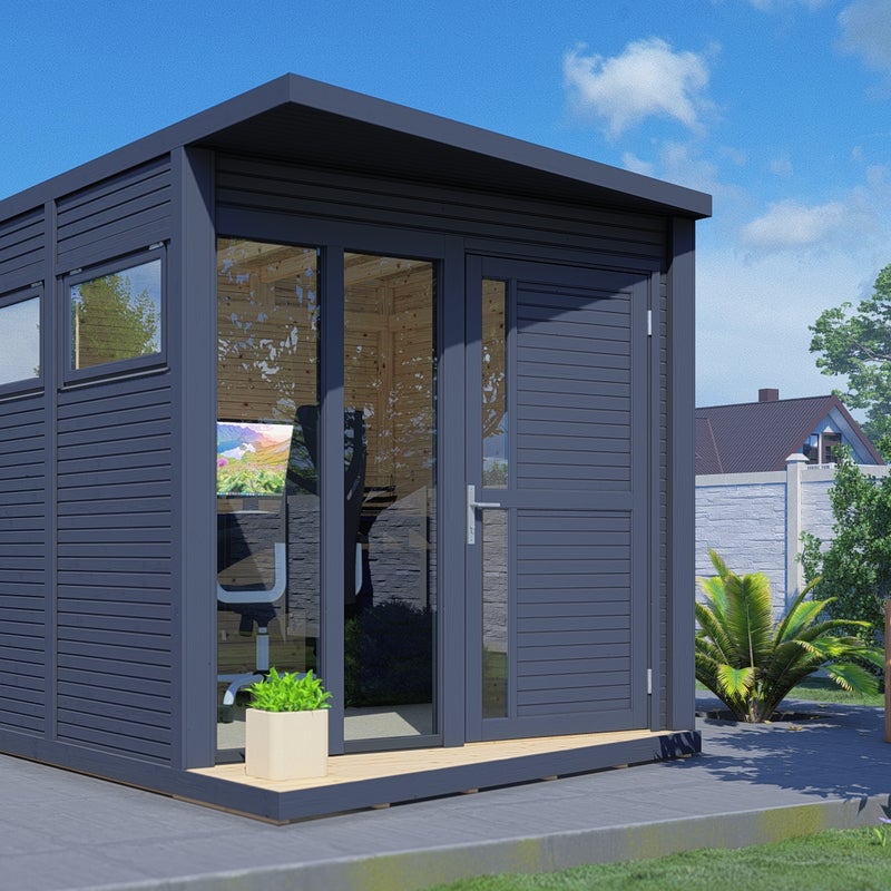 Domek ogrodowy Bertilo Concept Office z podłogą, grubość 18 mm, kolor antracytowy