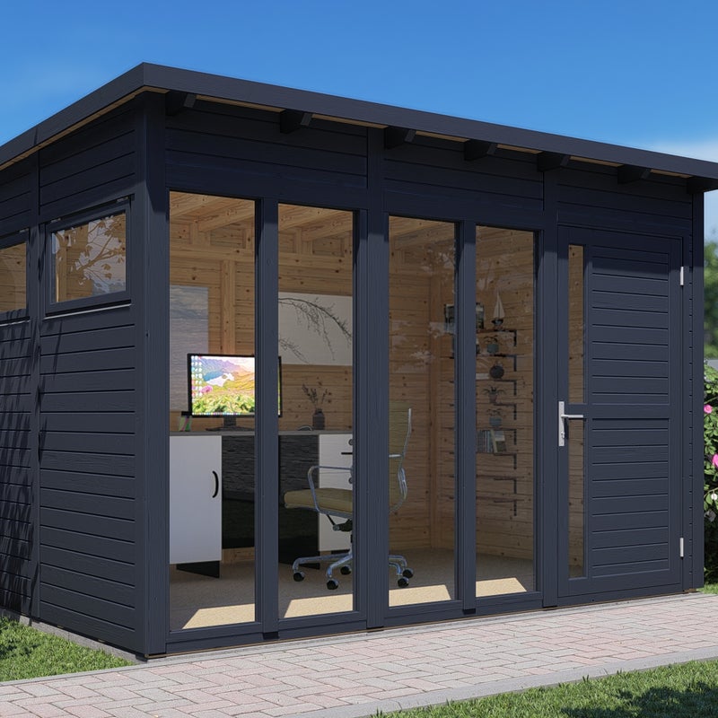 Domek ogrodowy BERTILO Pentus 3 Office z podłogą, grubość 19 mm, kolor antracytowy
