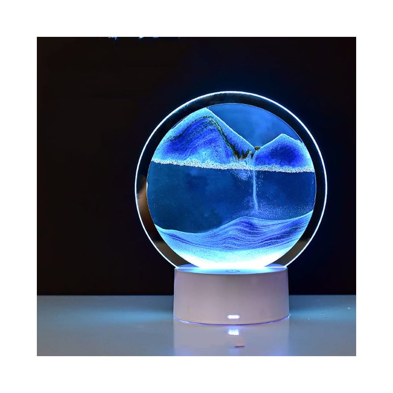 Lampa z ruchomymi piaskami, siedmiokolorowa lampa dekoracyjna, lampa prezentowa, lampka nocna z efektem klepsydry 3D, USB