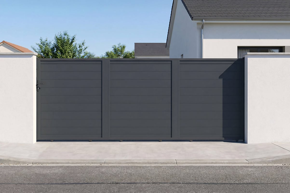 Brama przesuwna EIGER 4,5 m, wysokość 160 cm, szare aluminium