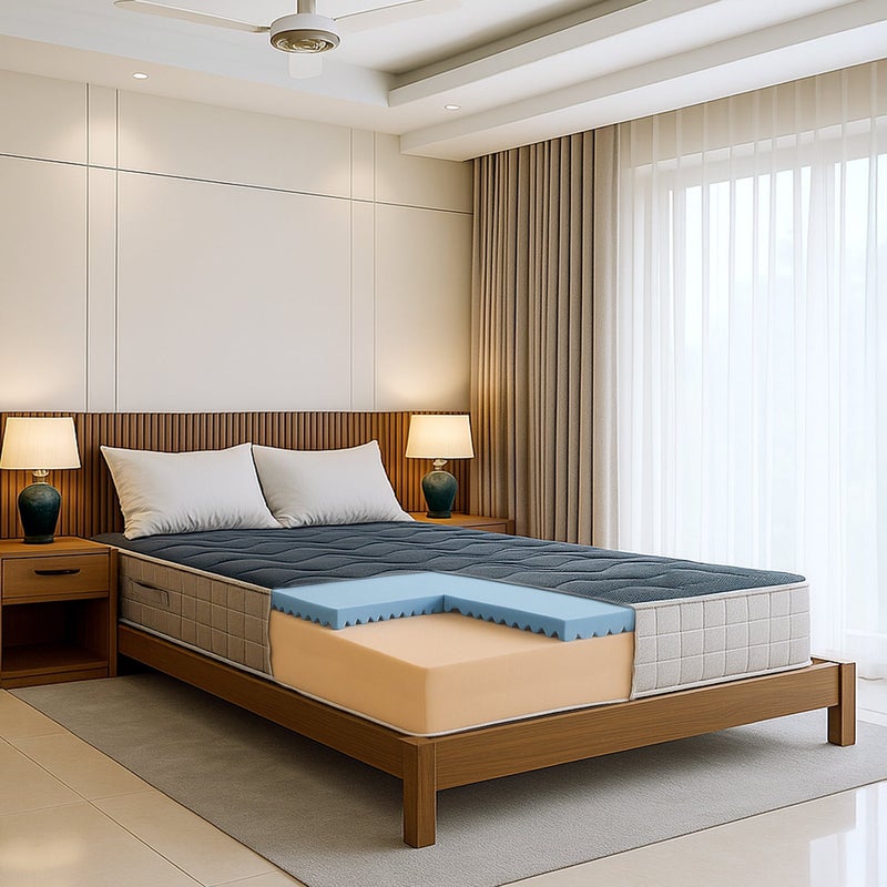 The White Stone Materac 160x190 cm z Pianki Memory Foam Wysokość 22 cm Materac Ortopedyczny 9-Strefowy, Hipoalergiczny