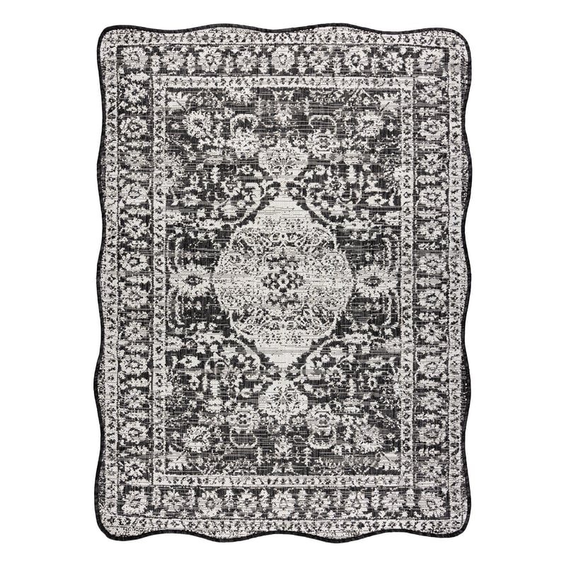 Dywan ORGANIC 2762 sizal Ornament, ramka czarny / ecru - nowoczesny nieregularny kształt 160x220 cm