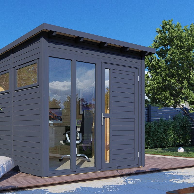 Drewniany domek ogrodowy BERTILO 19 mm Pentus 2 Office z podłogą 5,1 m² antracytowy
