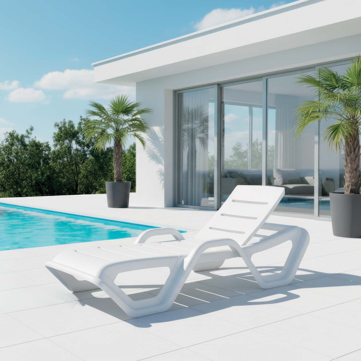 Zestaw 12 leżaków tarasowych MONOBLOCK White New - Bjorkka 009721