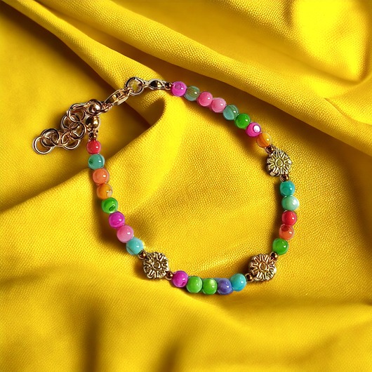 Bransoletka : summer collection : kolorowa muszla i kwiatuszki