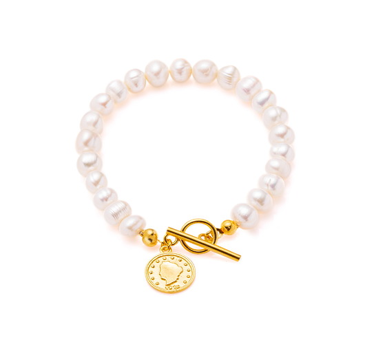 Bransoletka perły srebro 925 pozłacane