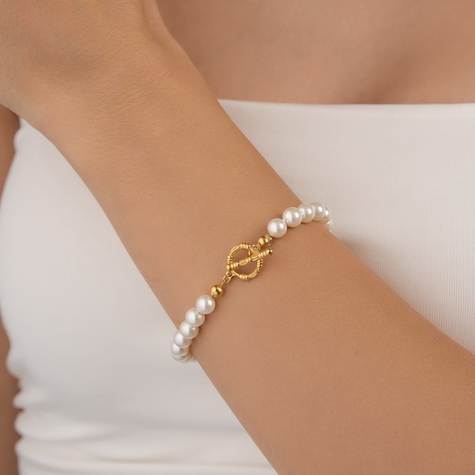 Bransoletka perły srebro 925 pozłacane