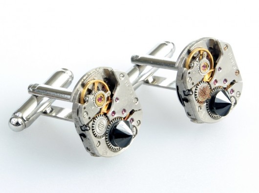 Spinki do mankietów - Squares I Dark knight - srebro