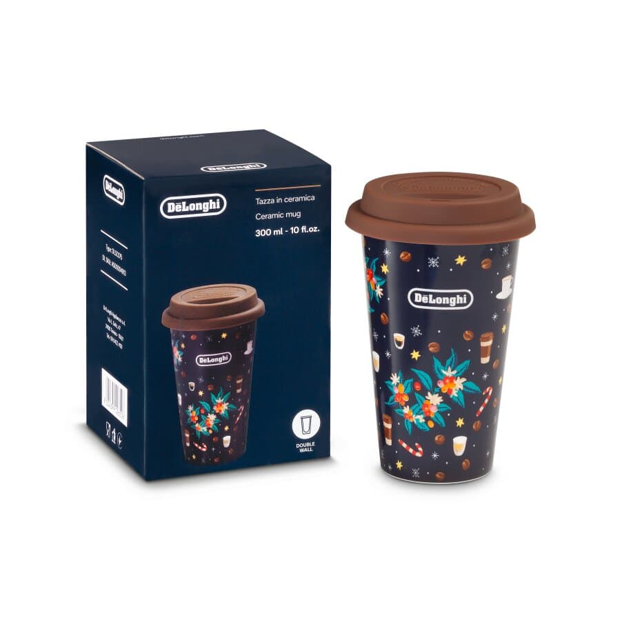 Ceramiczny kubek termiczny, motyw świąteczny, 300 ml