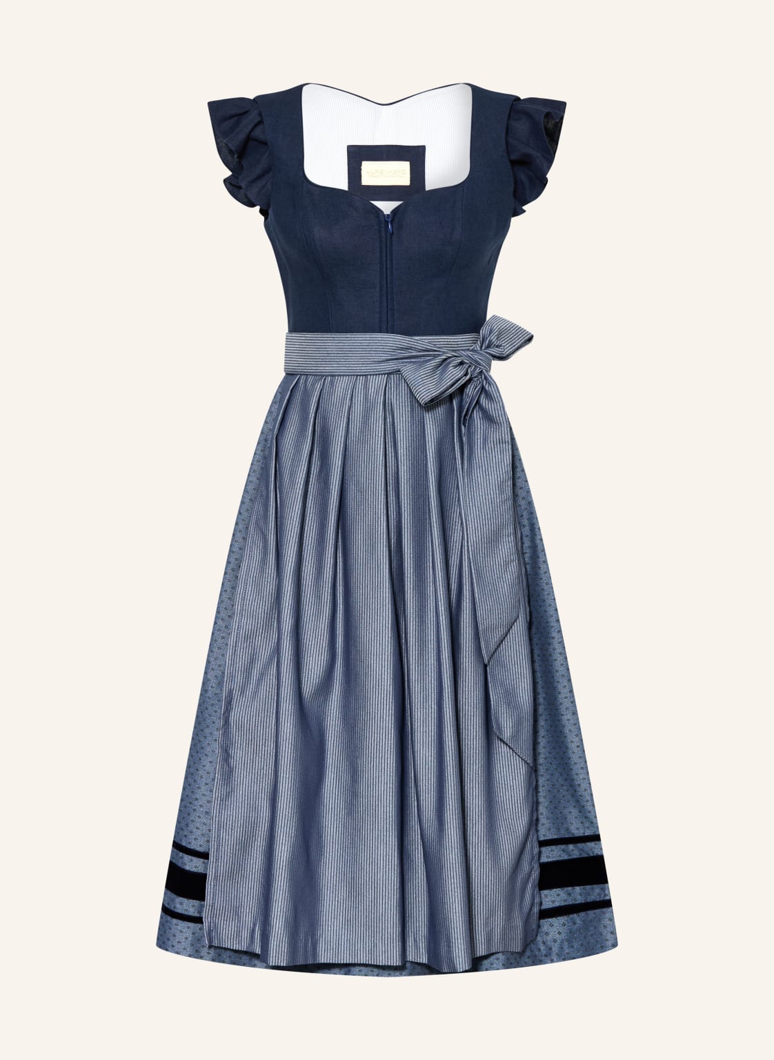 Alpenherz Lniana Sukienka Marie blau