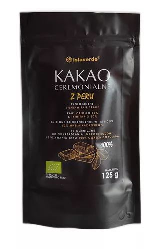 Islaverde Kakao ceremonialne - tabliczka gorzka 100 % kakao 125 g Bio - Żywność