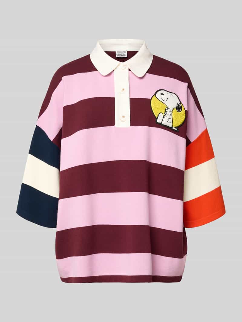 Koszulka polo o kroju oversized z mieszanki wiskozy model 'JICE STRIPED EMBO'