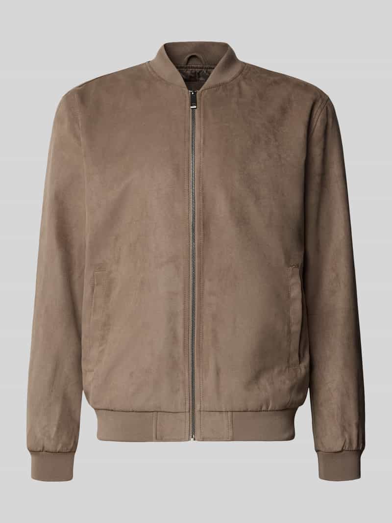 Kurtka bomber w skórzanym wyglądzie krój regular fit model 'LUCAS'