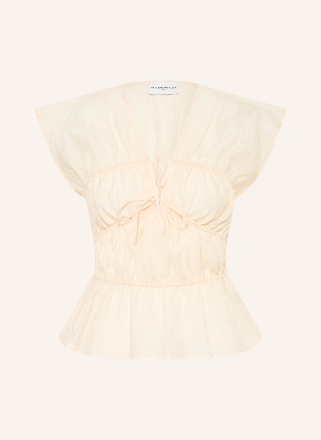 Claudie Pierlot Bluzka Z Falbanami beige