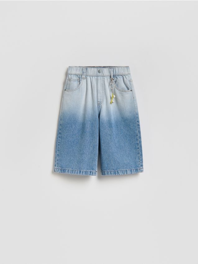 Reserved - Jeansowe szorty z brelokiem - niebieski