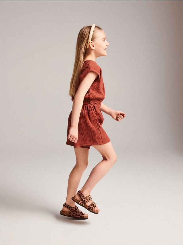 Reserved - Muślinowy kombinezon - brązowy