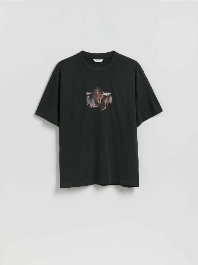 Reserved - T-shirt comfort z nadrukiem - jasny zielony