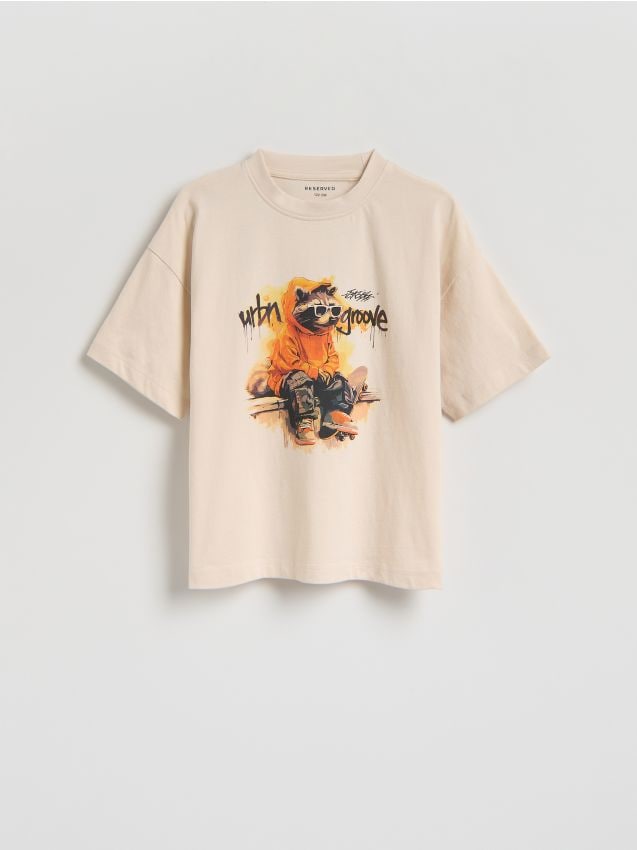 Reserved - T-shirt z nadrukiem - kremowy
